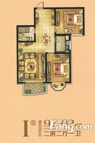 I型兩房?jī)蓮d一衛(wèi)